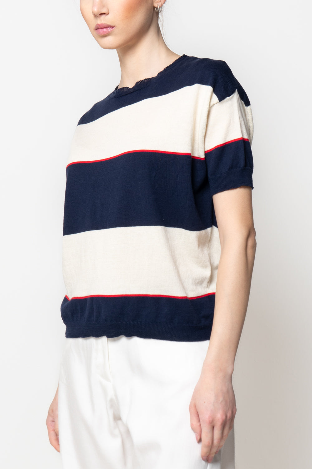 T-shirt in maglia a righe in cotone