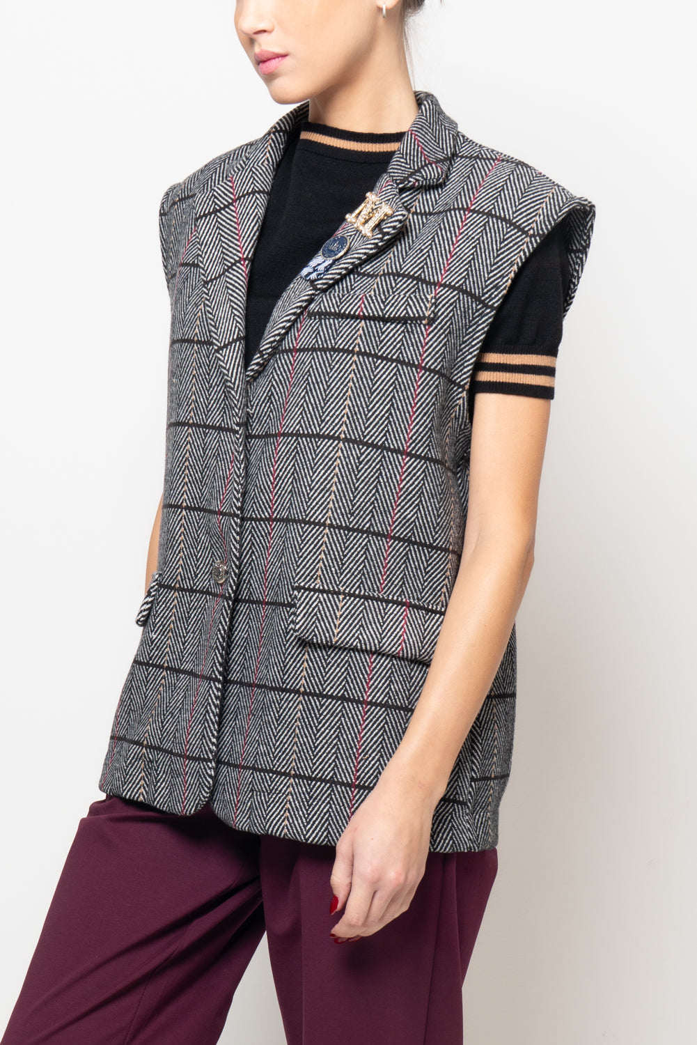 Gilet in tessuto spigato