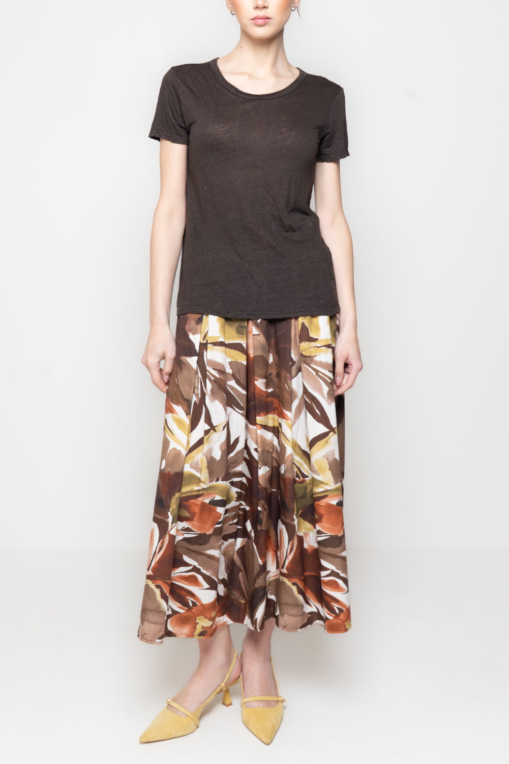 T-shirt paricollo 100% lino