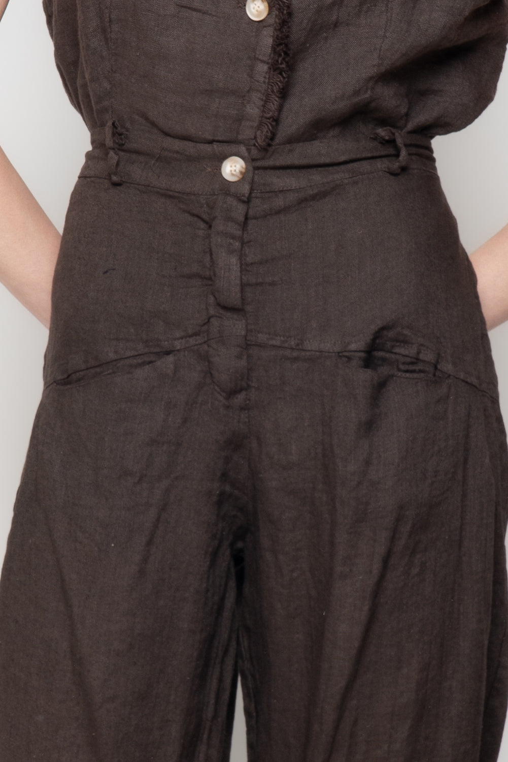 Pantaloni balloon in 100% Lino con Tasche