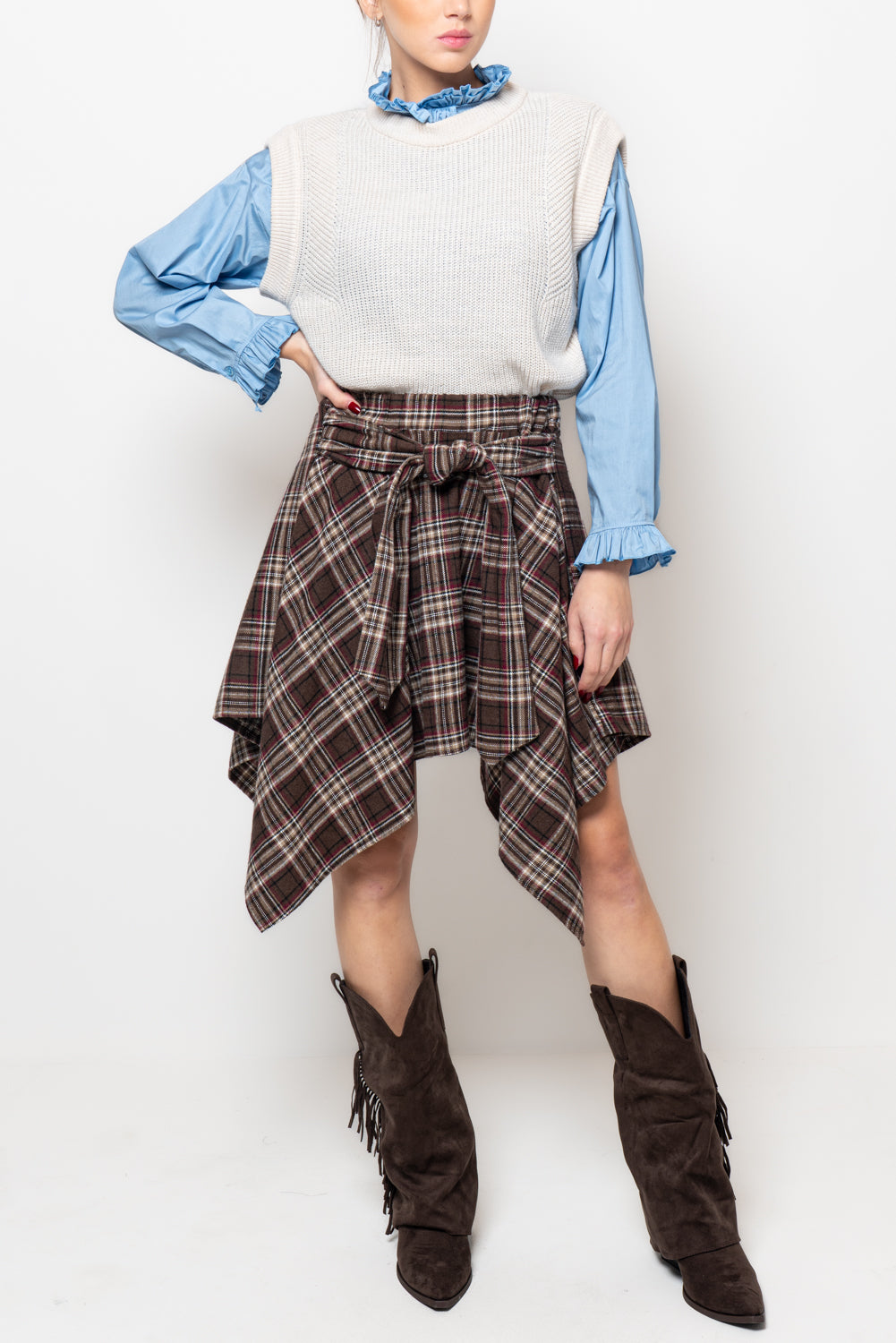 Gonna a quadri con fuciacca a camicia