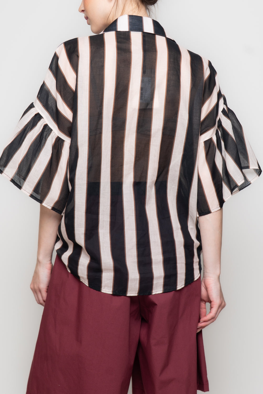 Camicia a Righe con manica Svasata