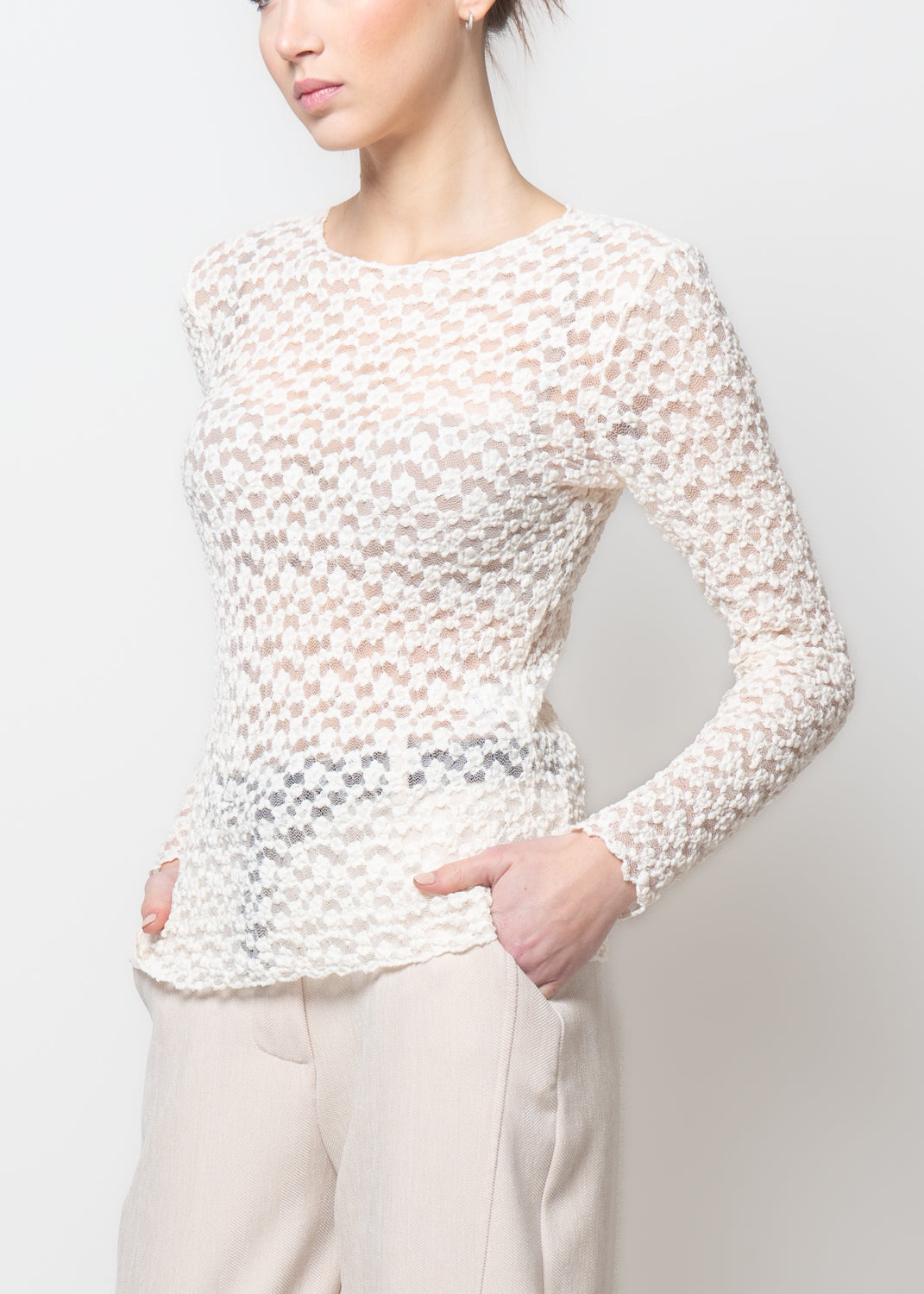 Blusa in pizzo floccato