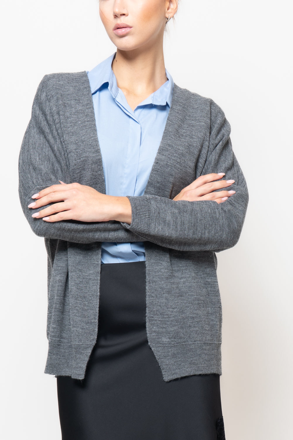 Cardigan in misto lana con spacchi