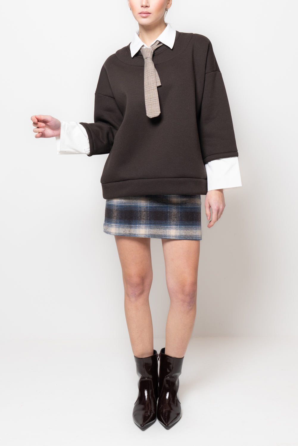 Felpa doppio tessuto con cravatta