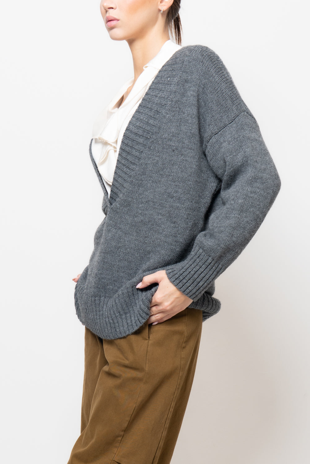 Maglia maxi scollo a V