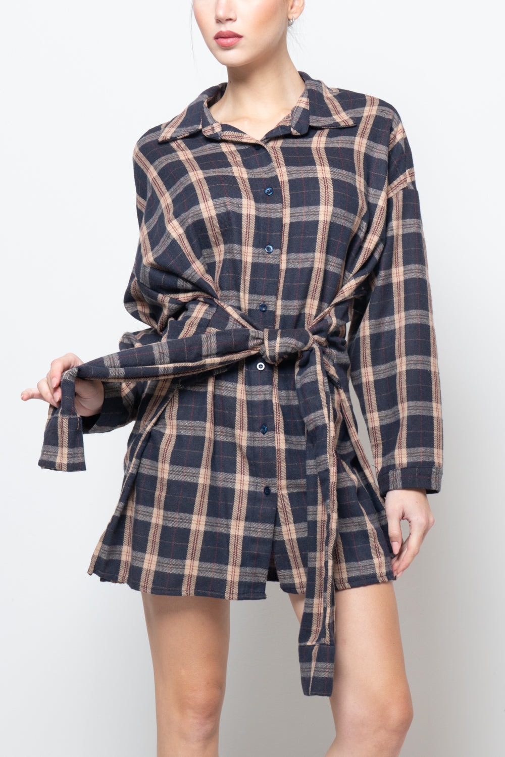 Abito a quadri con fusciacca