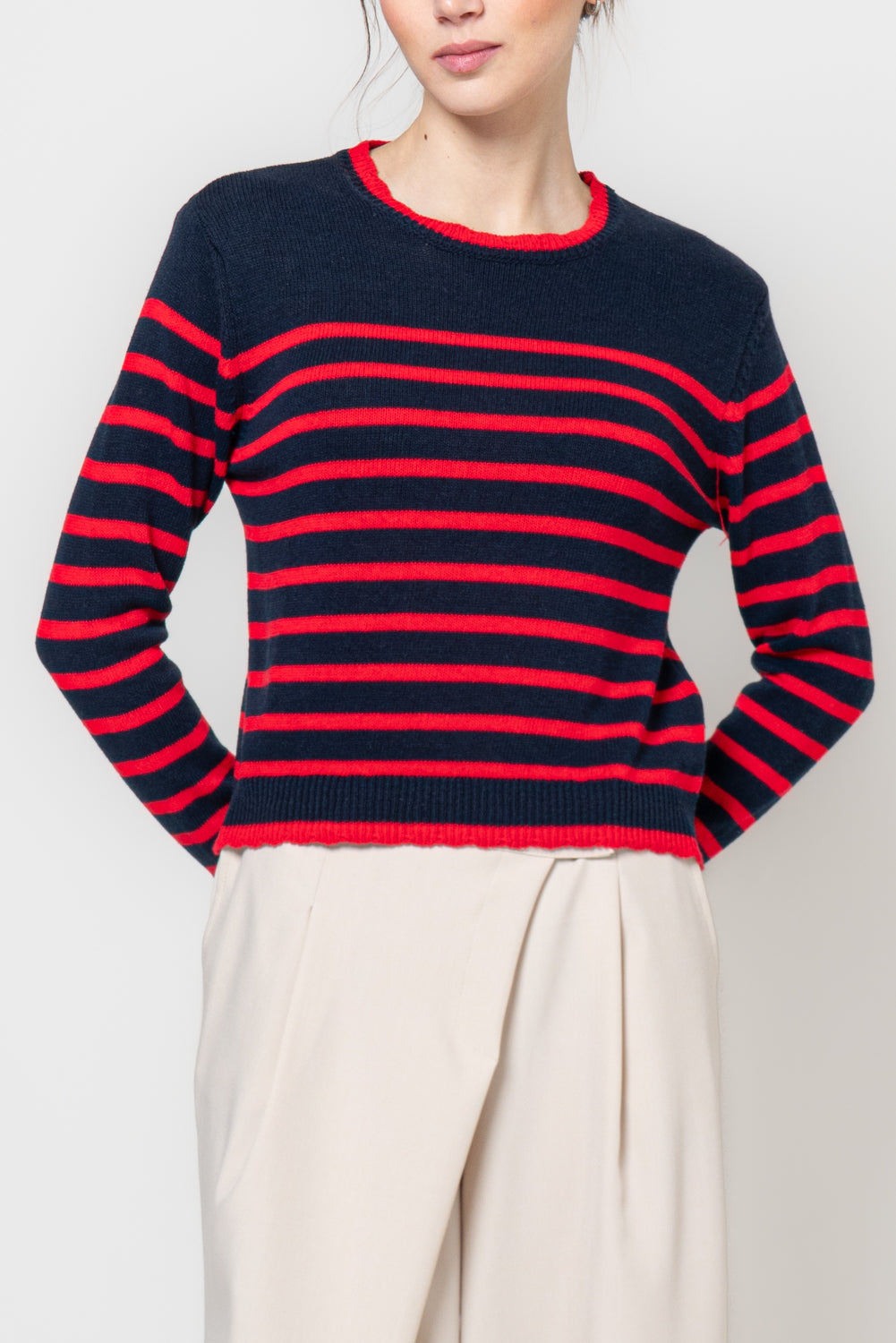 Maglia paricollo a righe