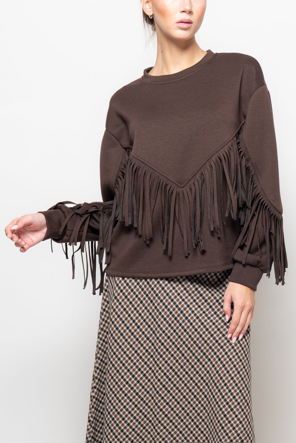 Felpa over con frange