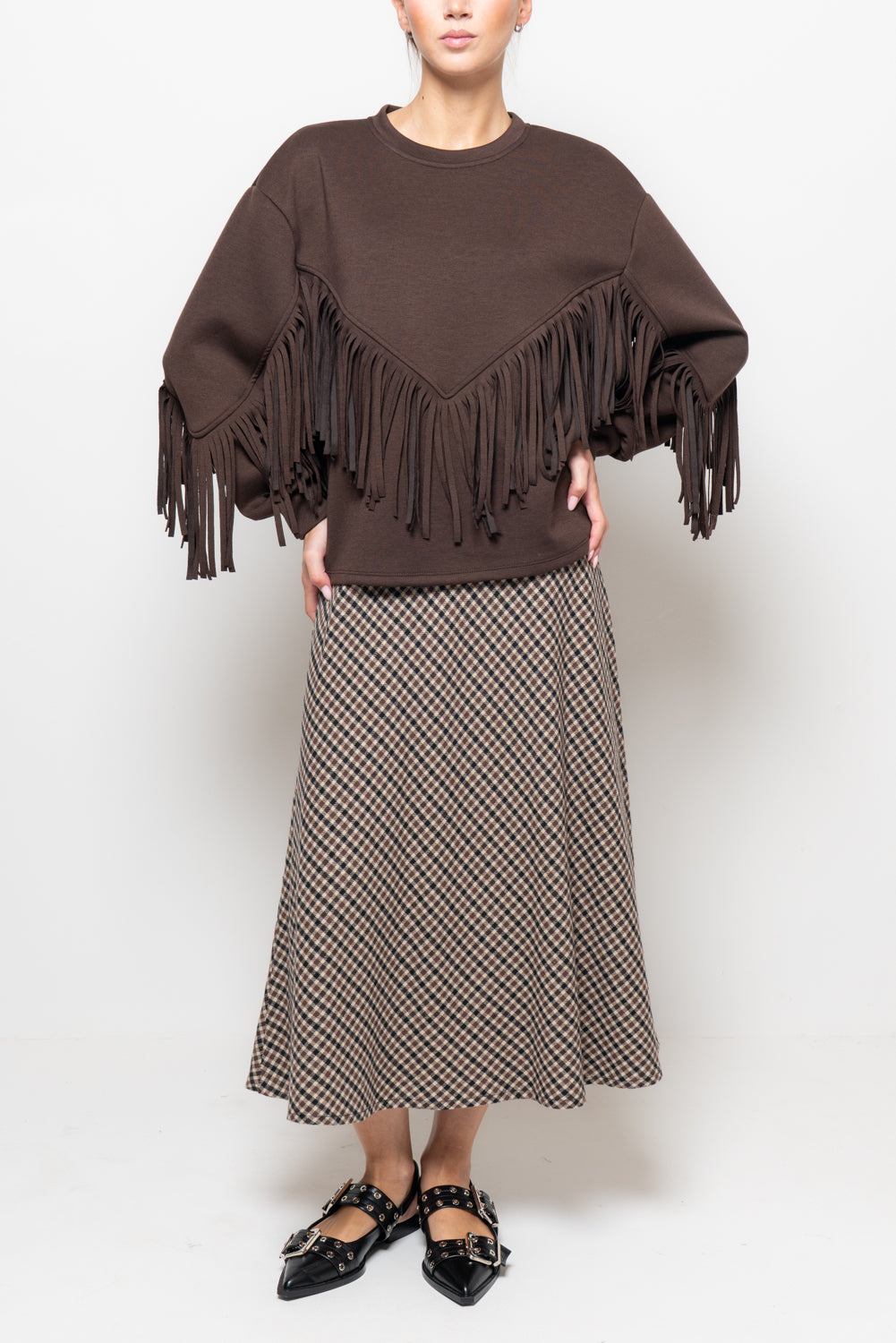 Felpa over con frange