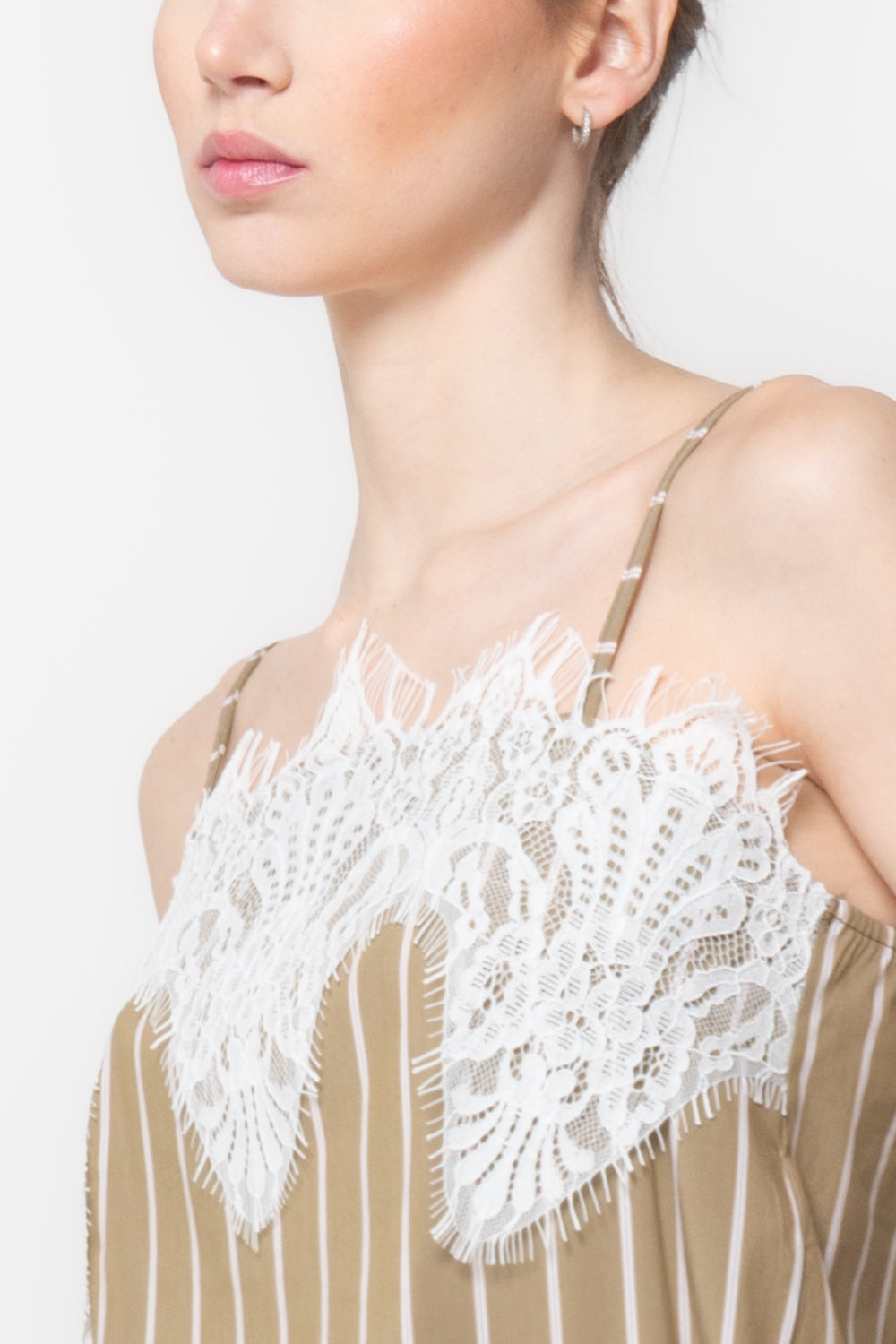 Top Lingerie Rigato con Pizzo