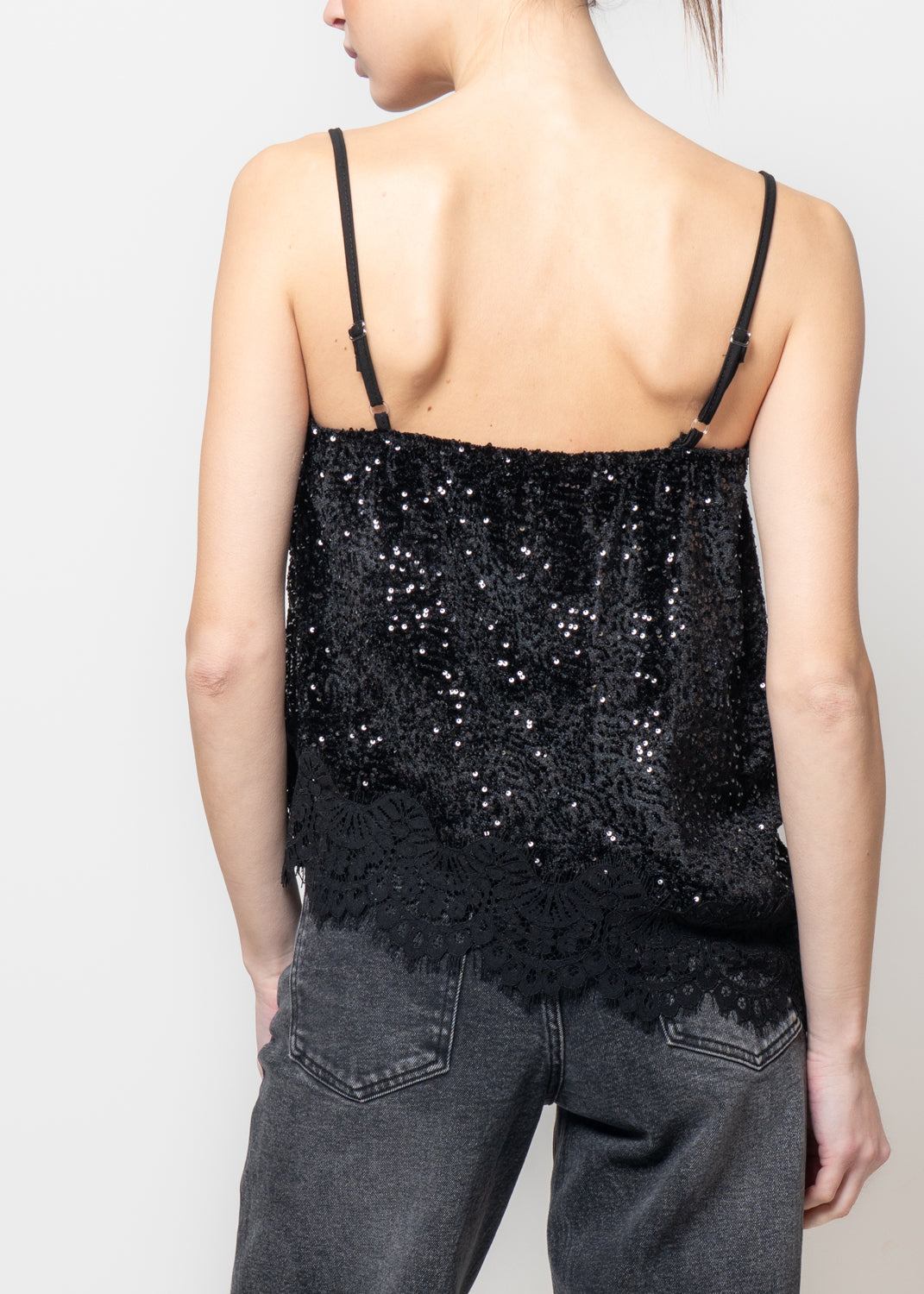 Top in paillettes e ciniglia