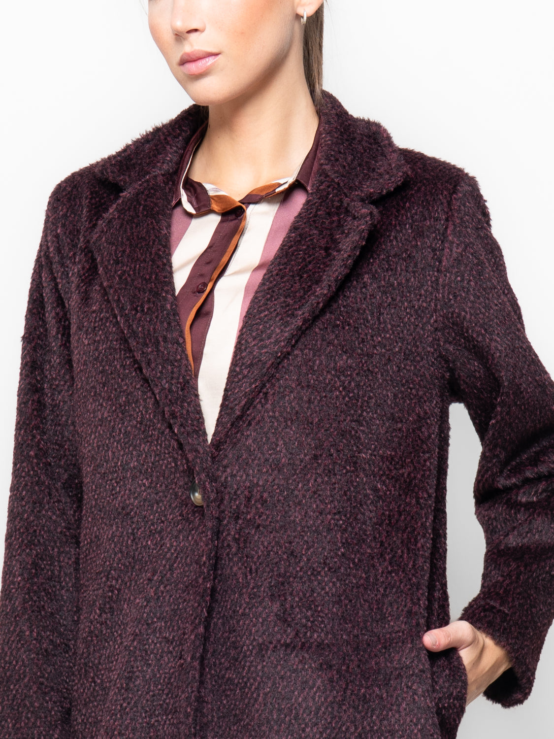 Cappotto in bouclé effetto pelliccia