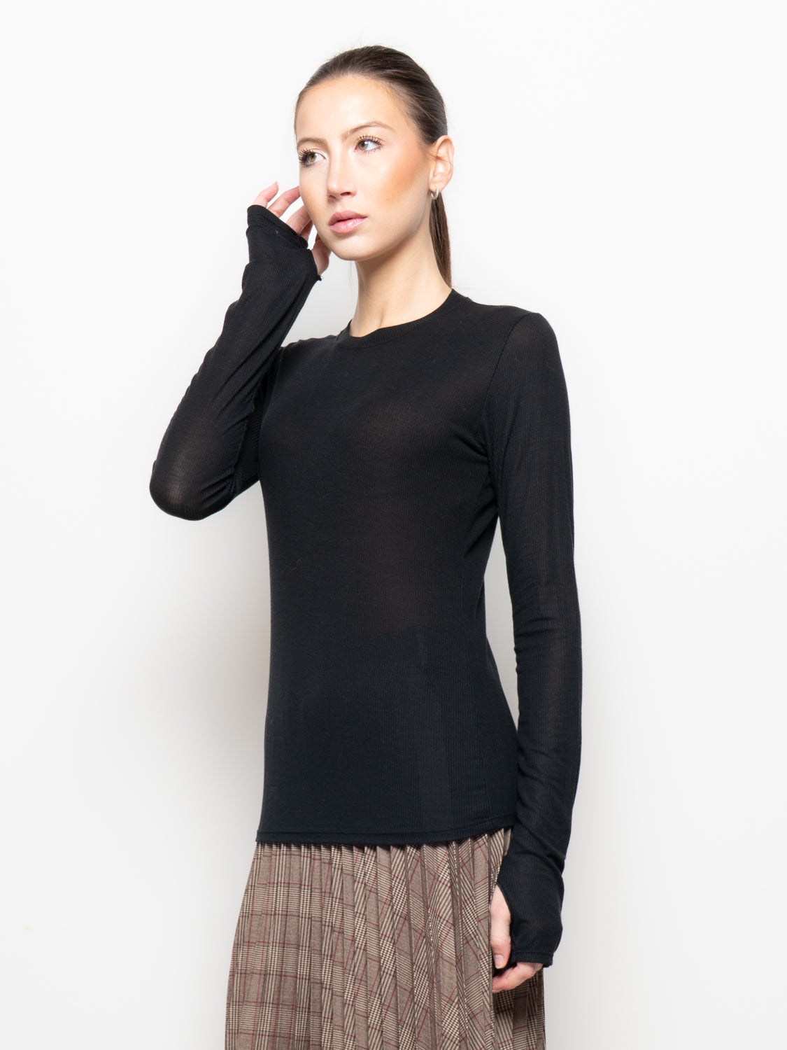 Maglia a costine con foro