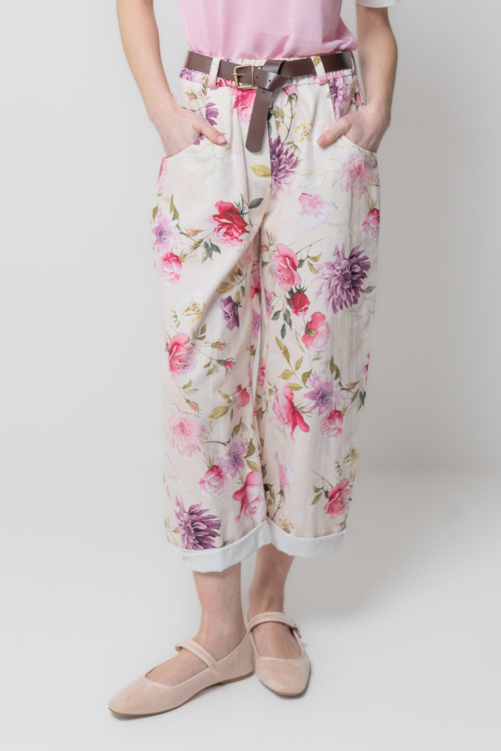 Pantalone Slouchy Floreale con Cintura