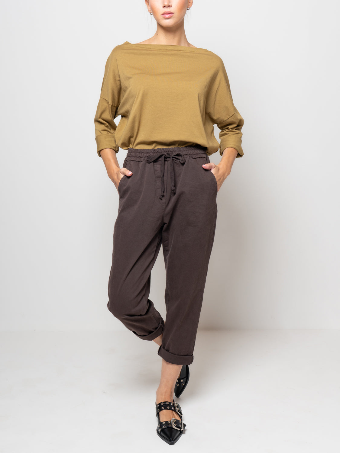Pantalone baggy in gabardina