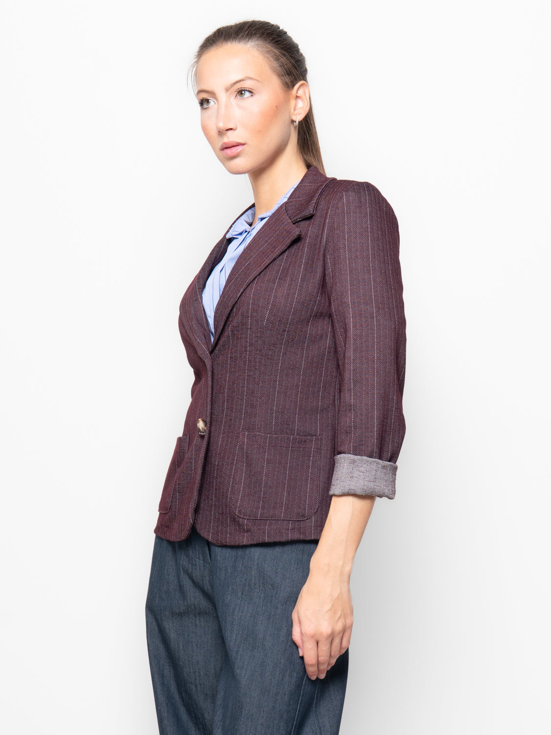 Blazer gessato con revers