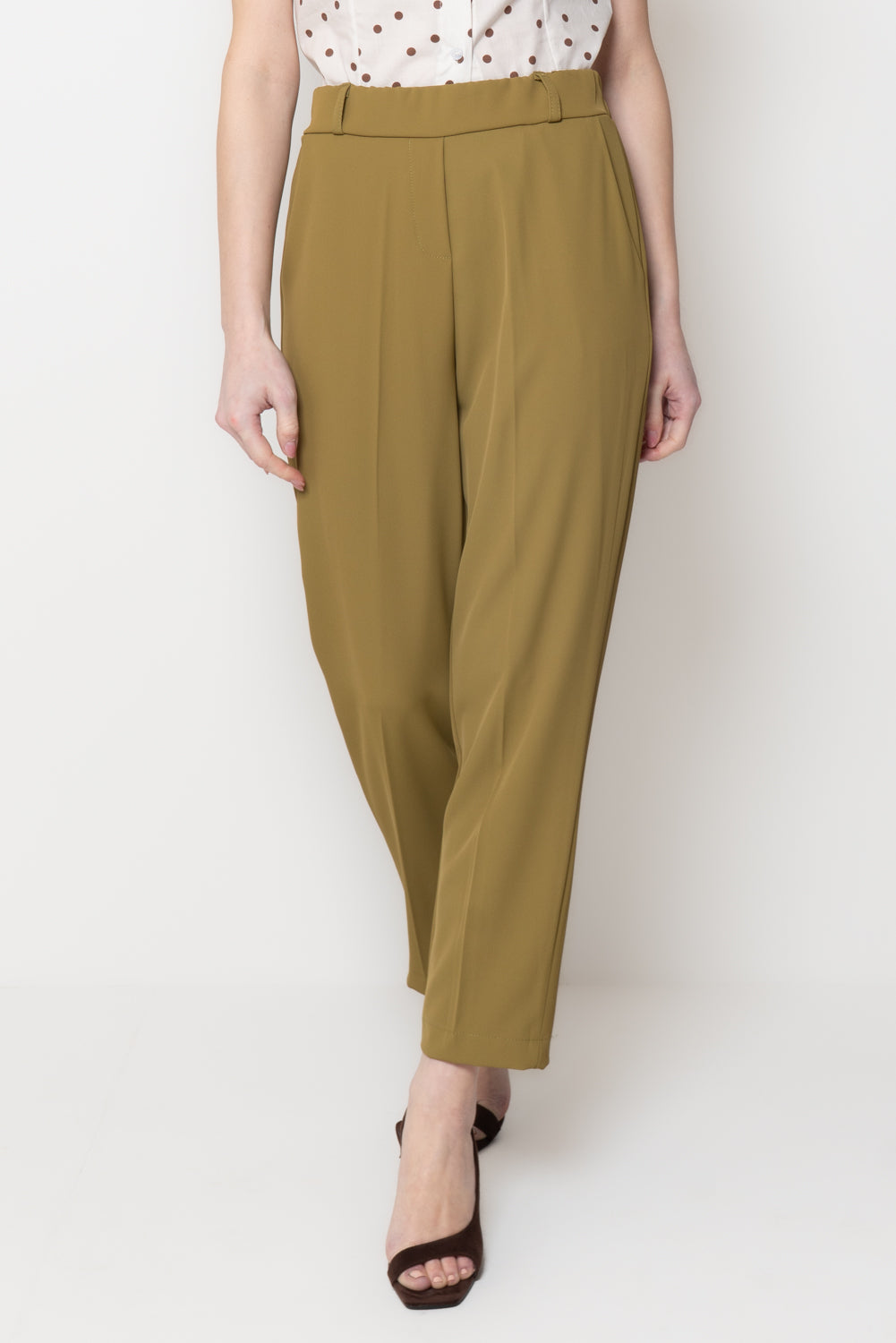 Pantaloni Slim con Piega Stirata