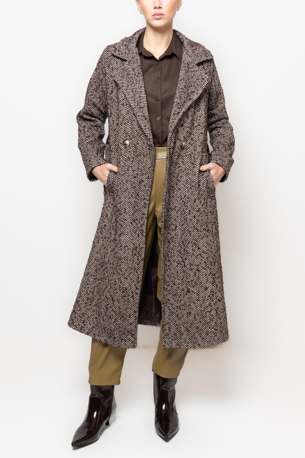 Cappotto spigato con fusciacca