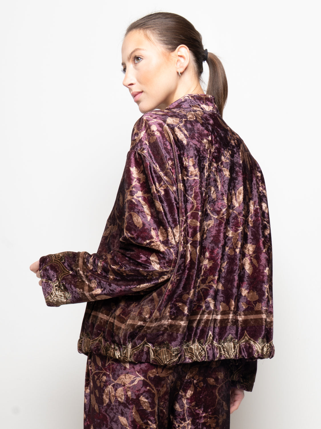 Blazer in velluto stampa floreale