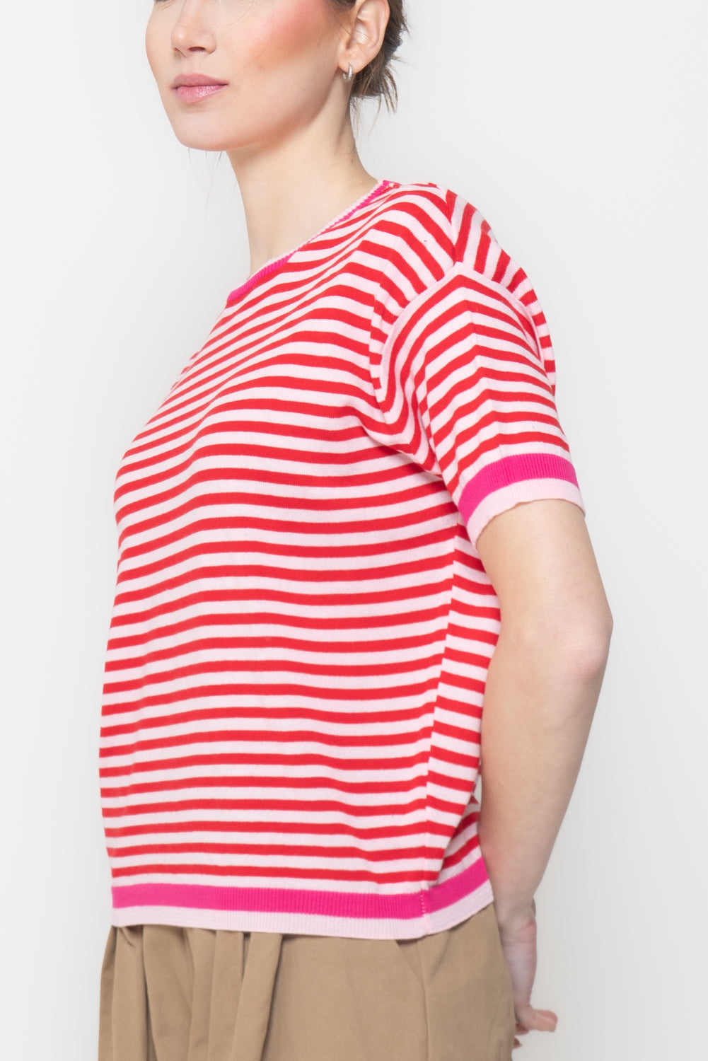 T-shirt in maglia a righe in cotone