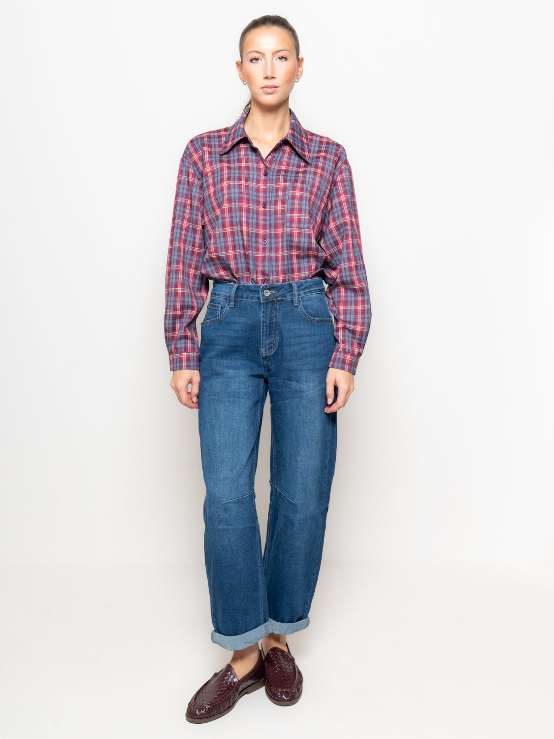 Camicia flanella check con taschino