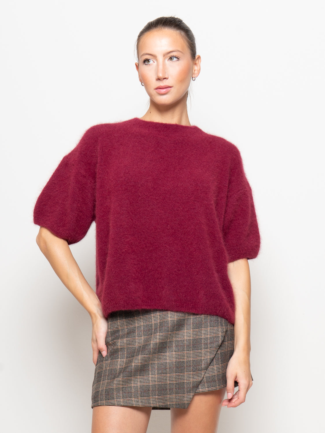 Maglia in angora a manica corta