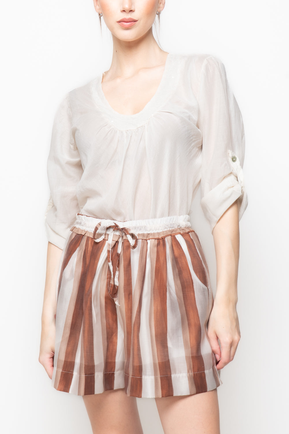 Shorts a Righe con Coulisse
