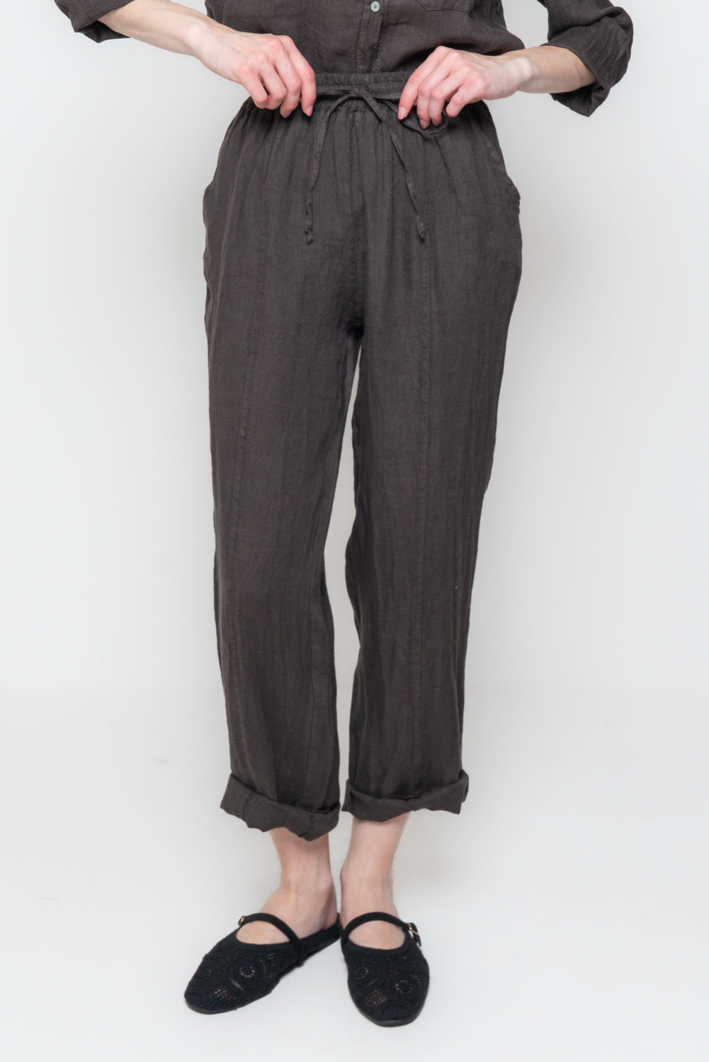 Pantaloni in Lino con Coulisse