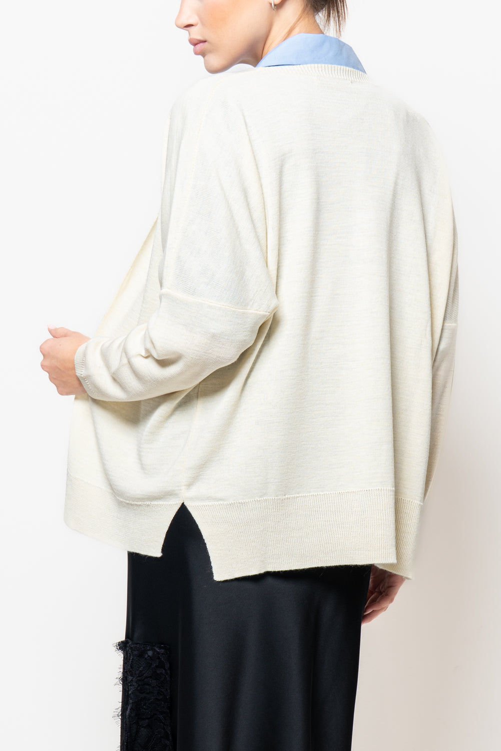 Cardigan in misto lana con spacchi