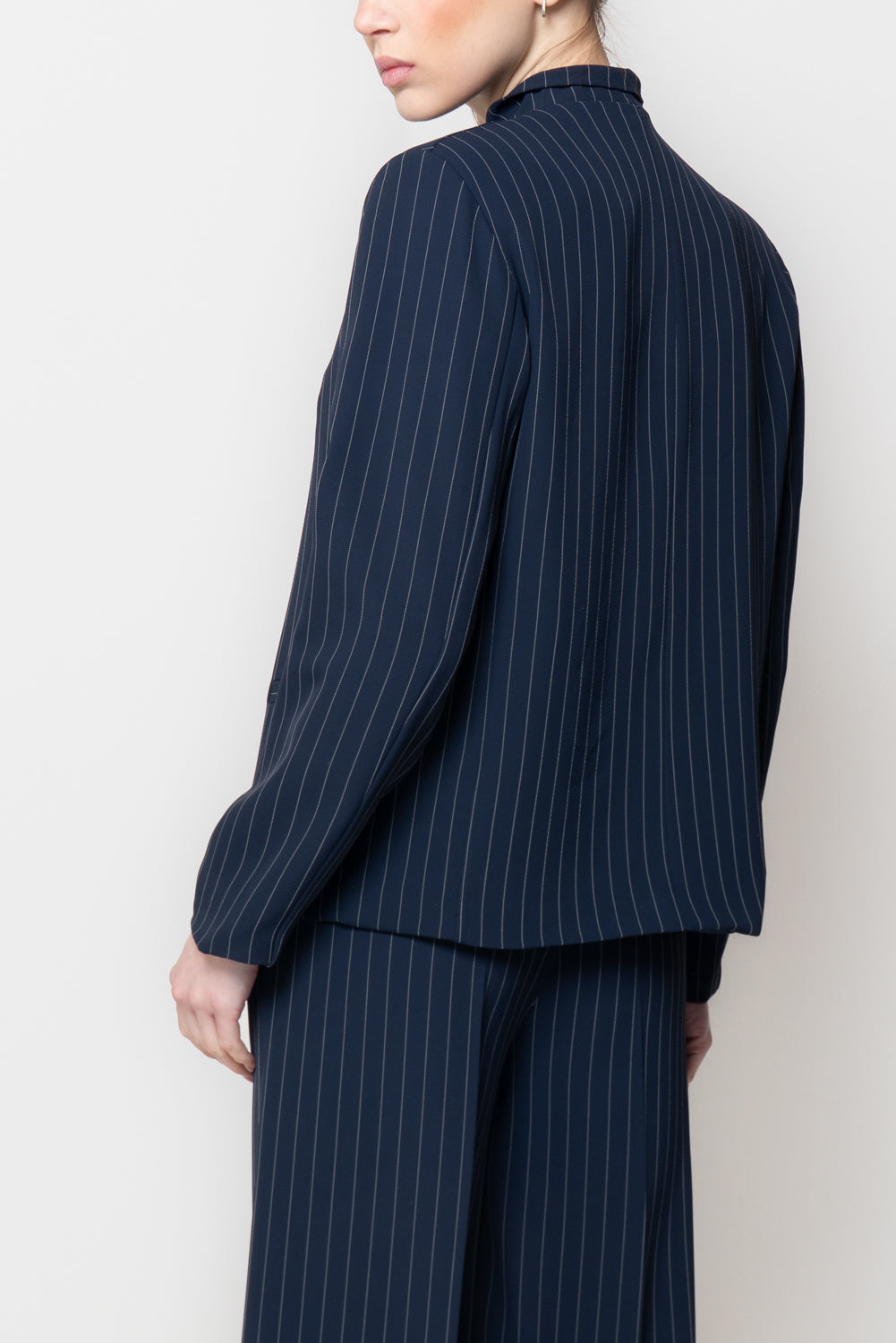 Giacca alla Coreana in Tessuto Gessato