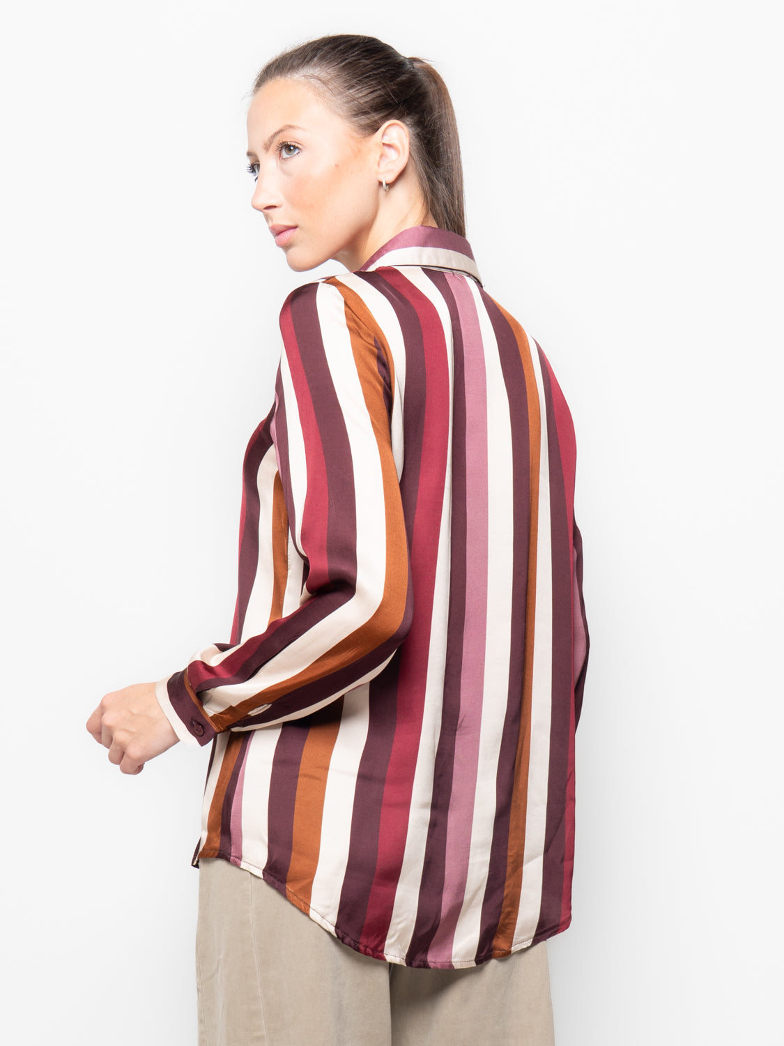 Camicia lunga a righe multicolor