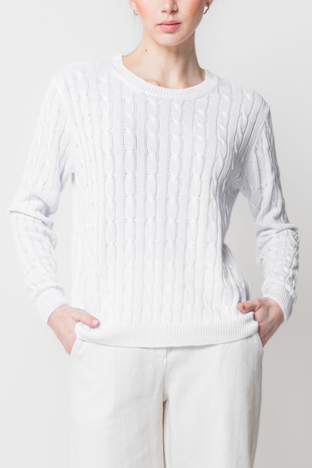 Maglia a Trecce in Cotone Leggero