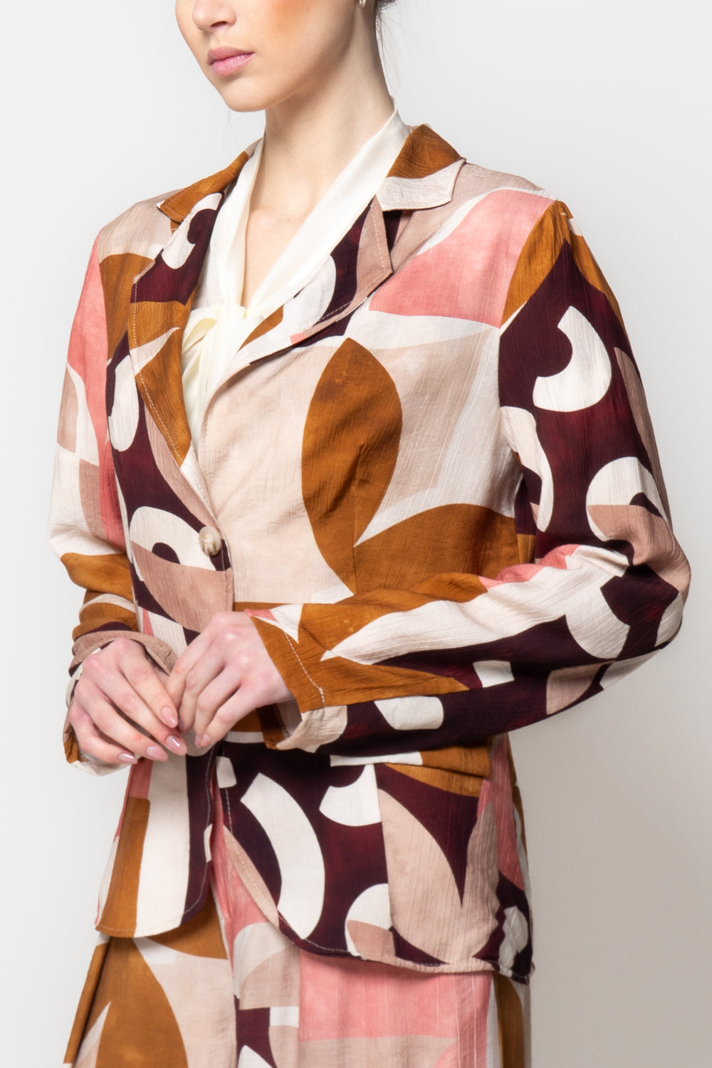Blazer Leggero a Fantasia Astratta