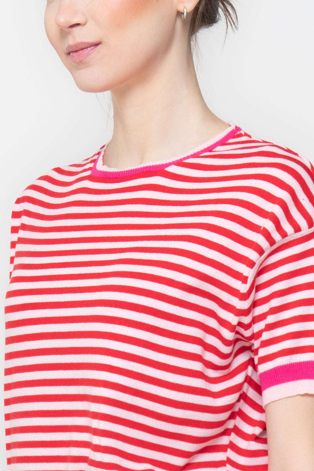 T-shirt in maglia a righe in cotone