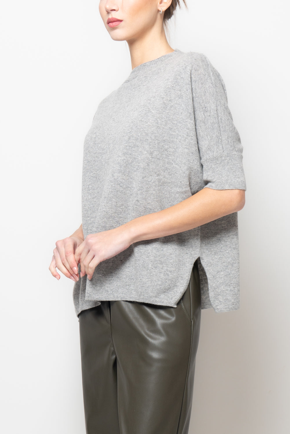 Maglia misto cashmere manica corta