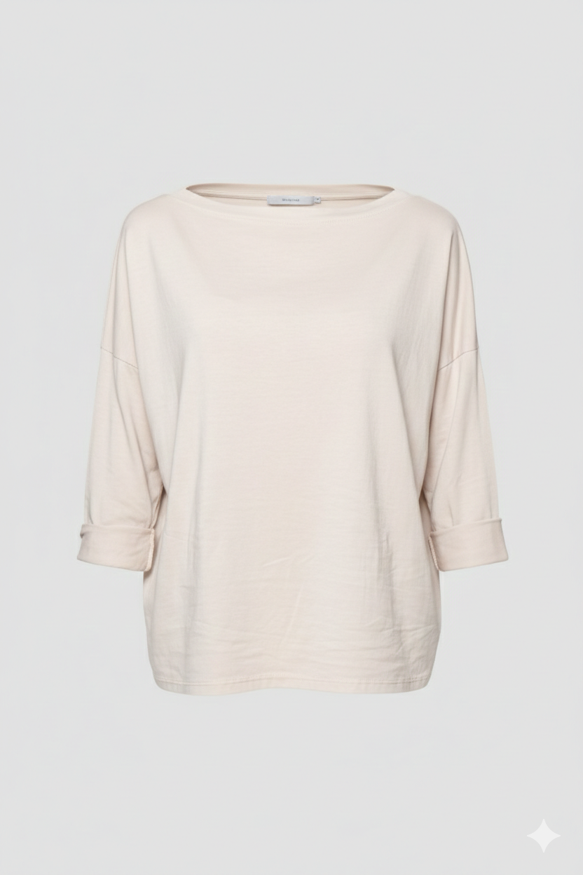 T shirt a manica lunga con scollo a barca