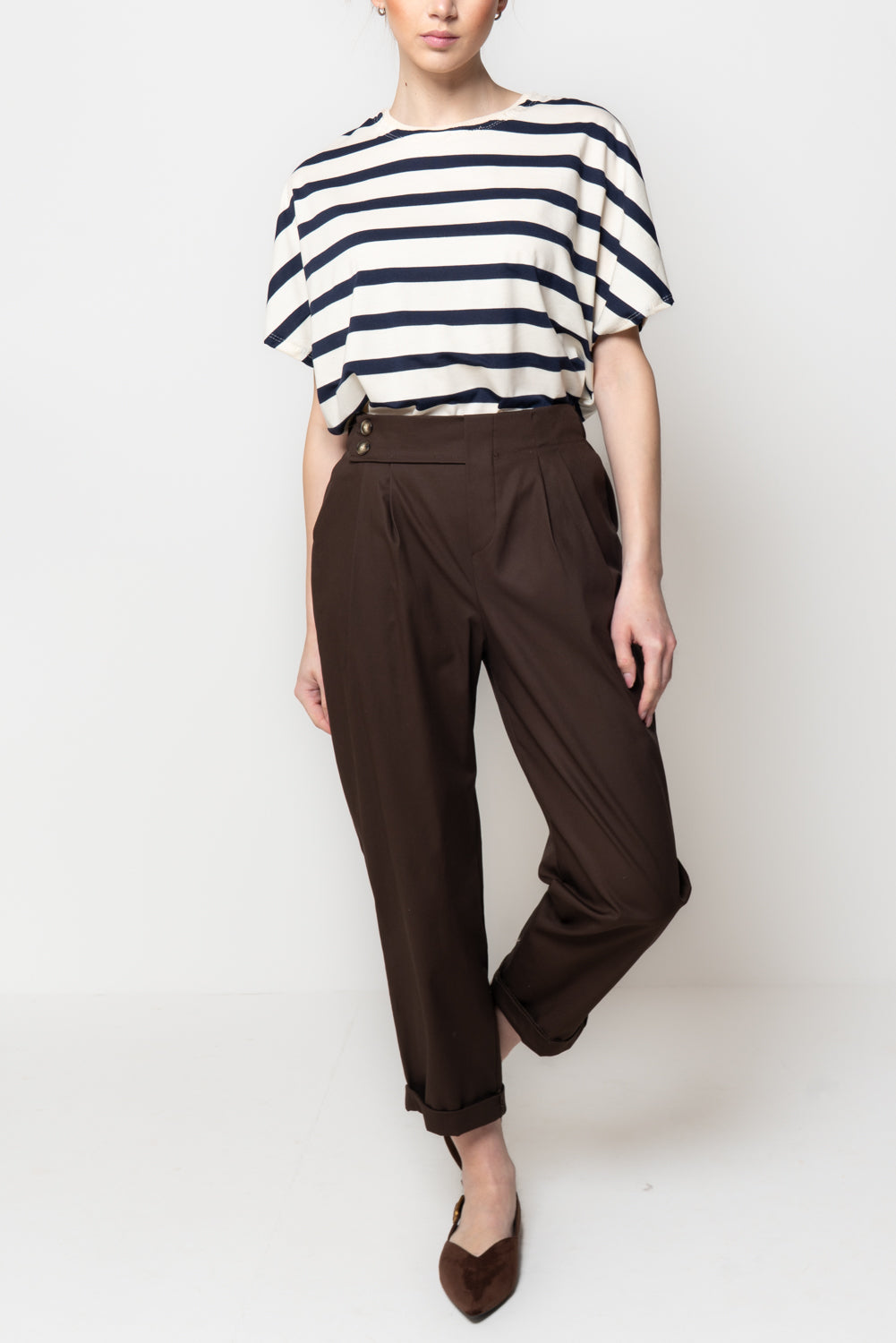 Pantalone in Cotone Due Bottoni