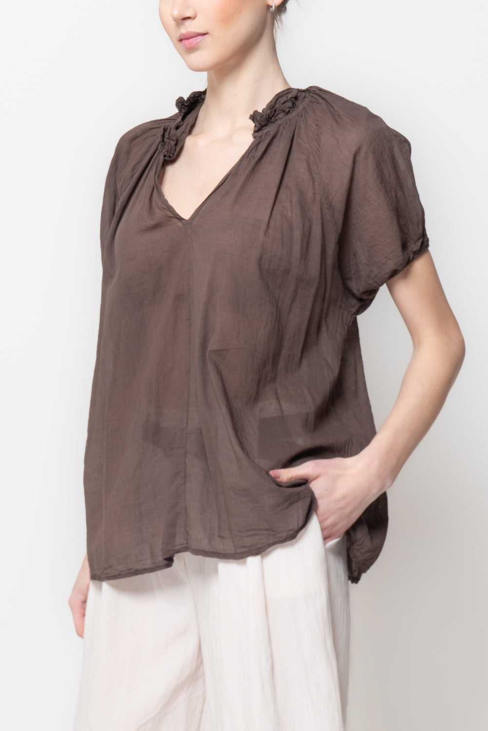 Blusa alla coreana in mussola