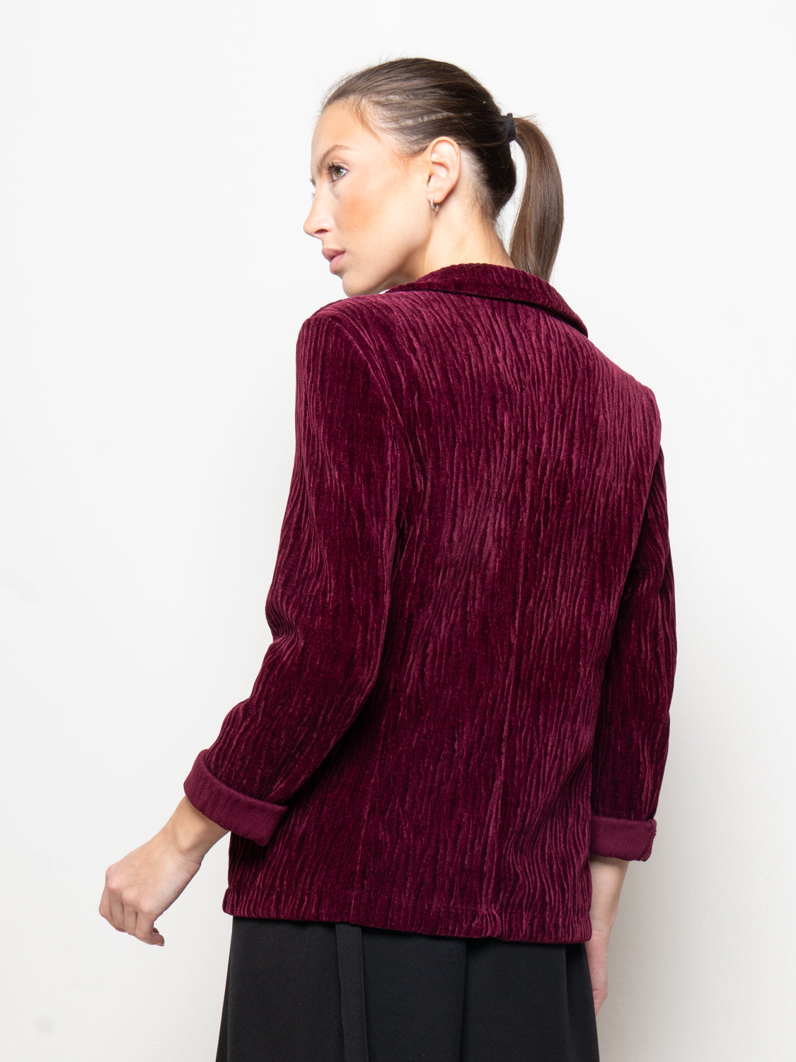 Blazer monopetto in velluto rigato