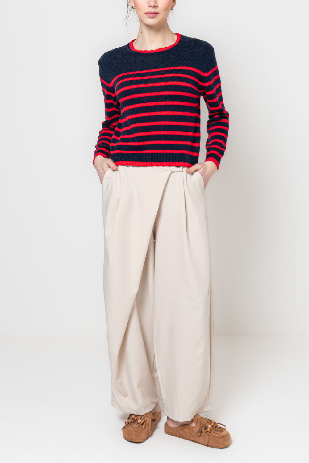 Maglia paricollo a righe