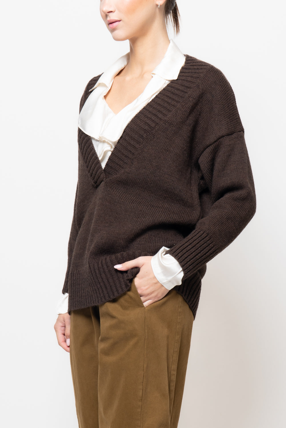 Maglia maxi scollo a V