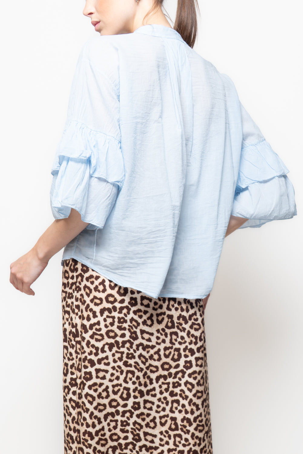 Camicia manica svasata in cotone