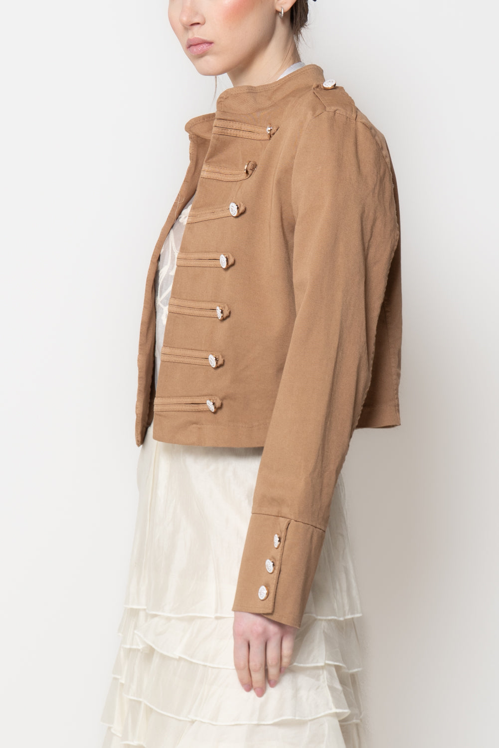 Giacca Corta Stile Militare con Bottoni