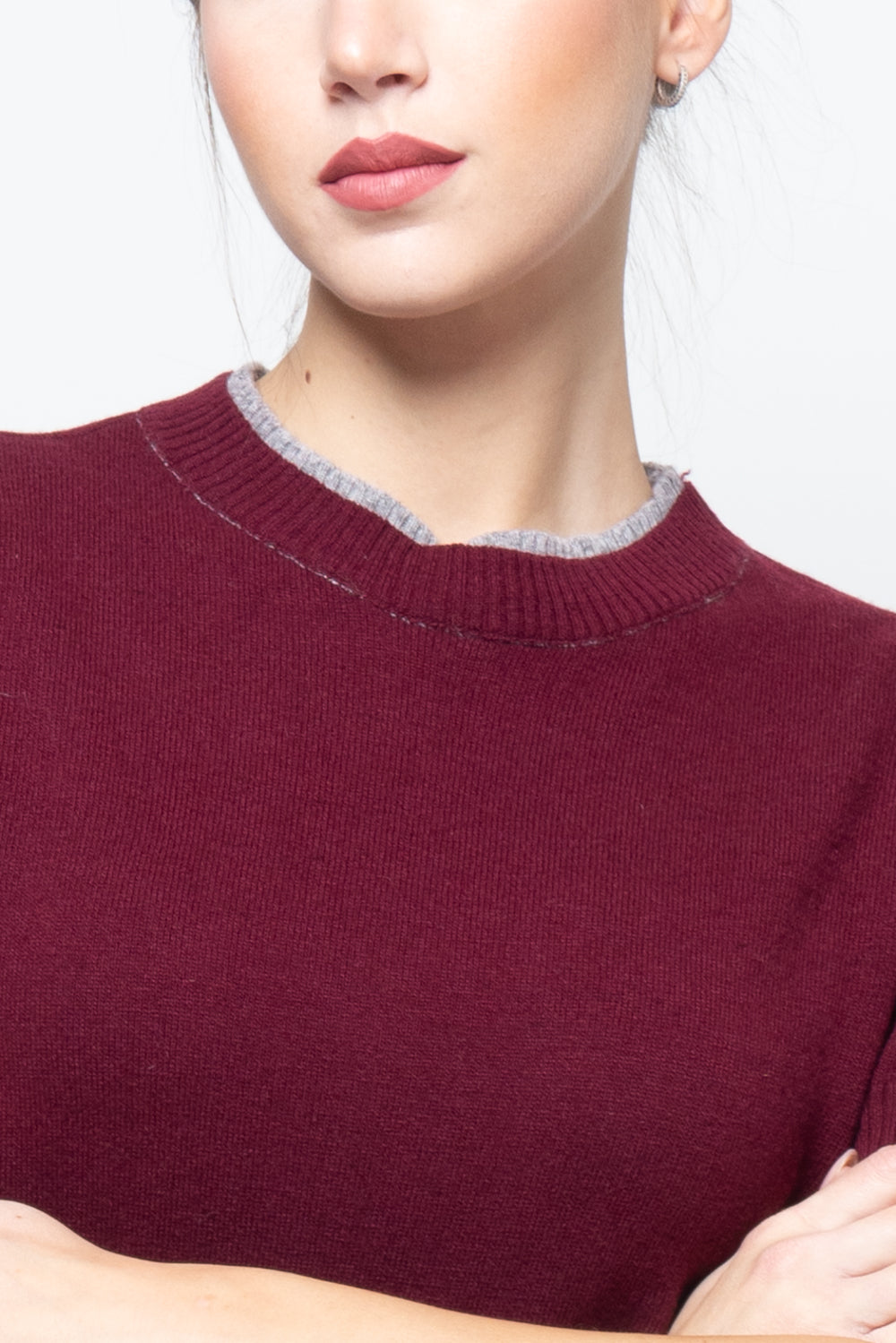 Maglia mezza manica con girocollo a contrasto