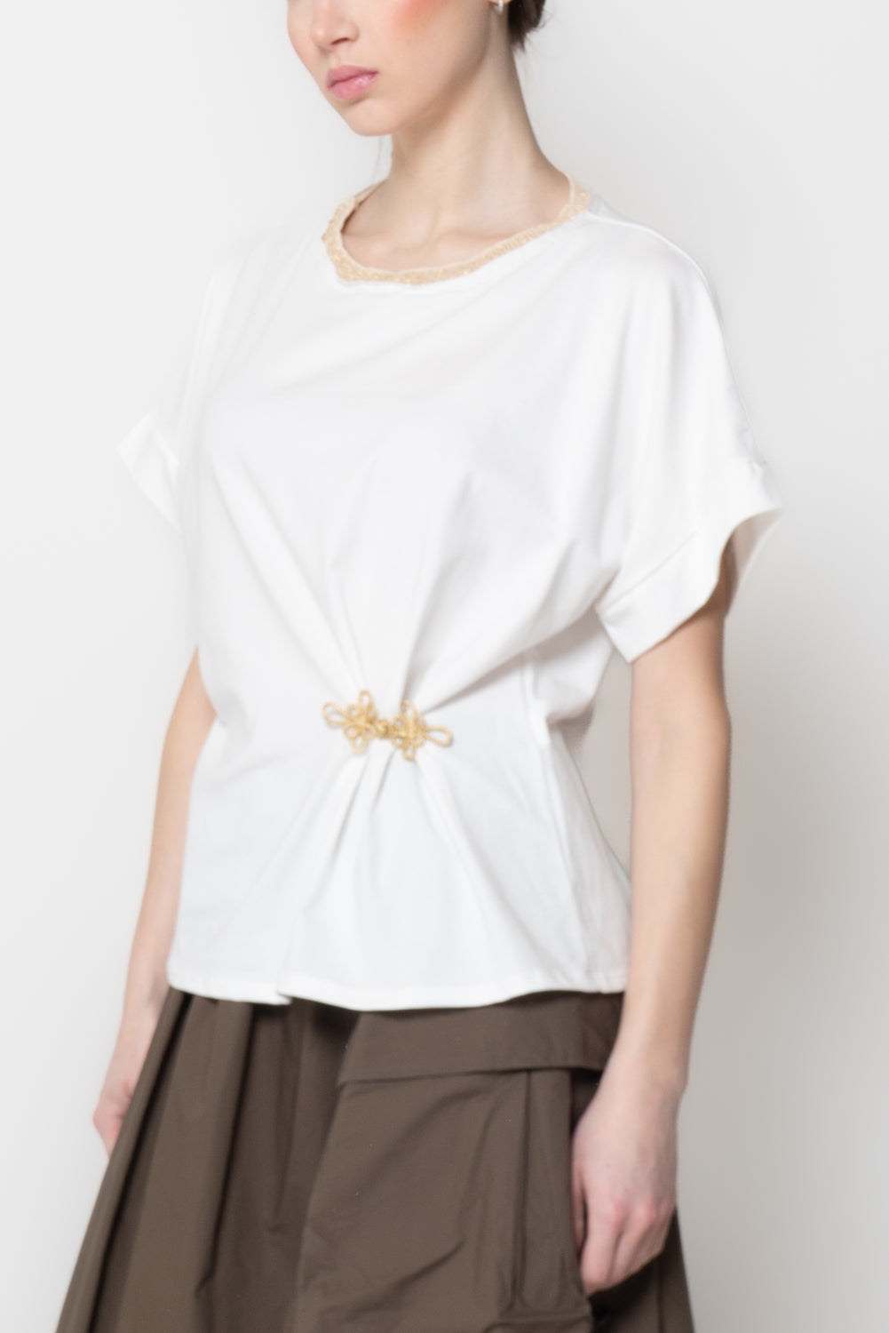 T-shirt con profilo in Lurex e alamaro