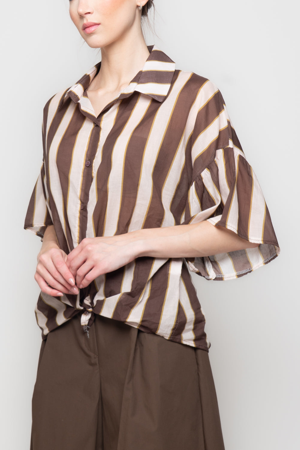 Camicia a Righe con manica Svasata