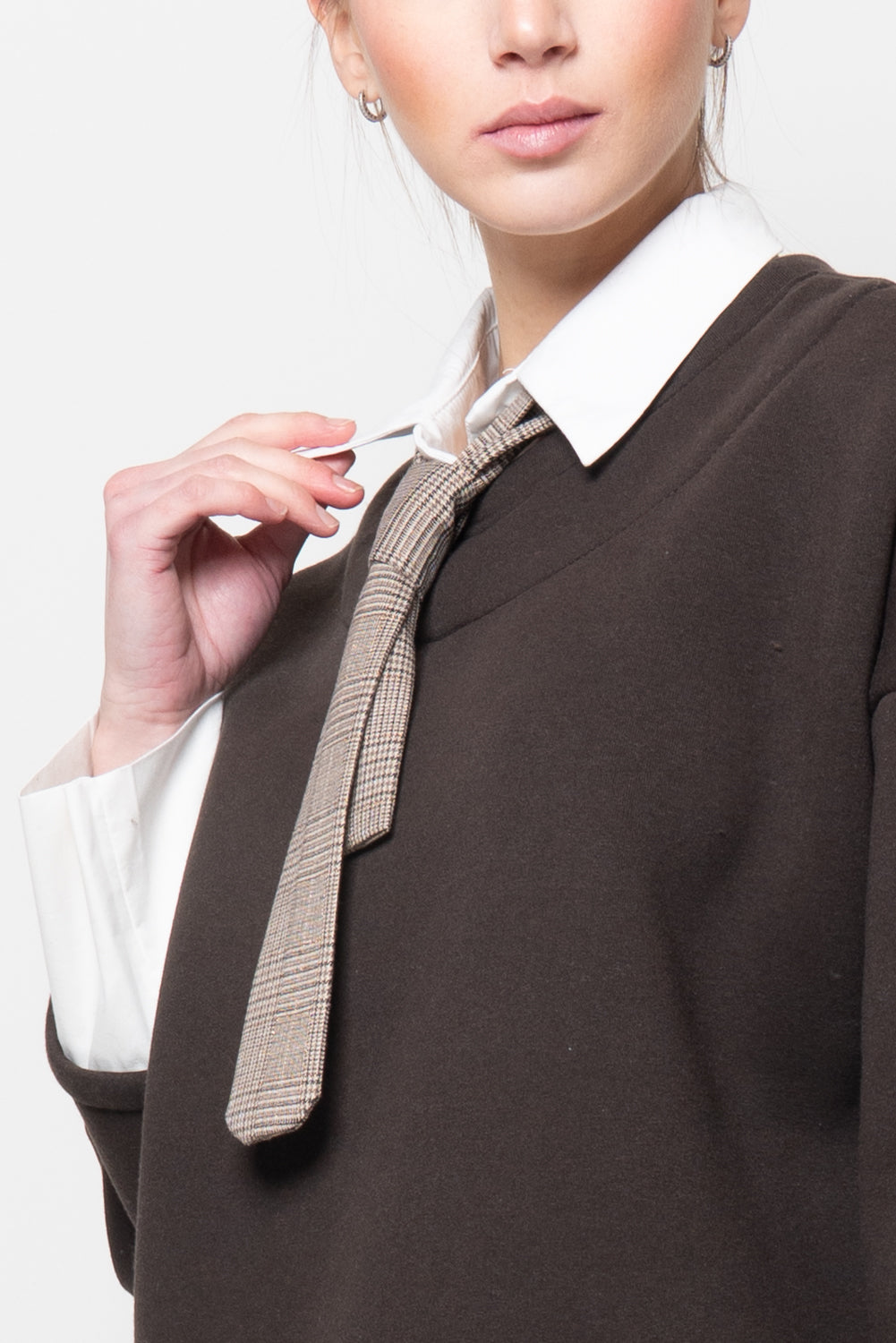 Felpa doppio tessuto con cravatta