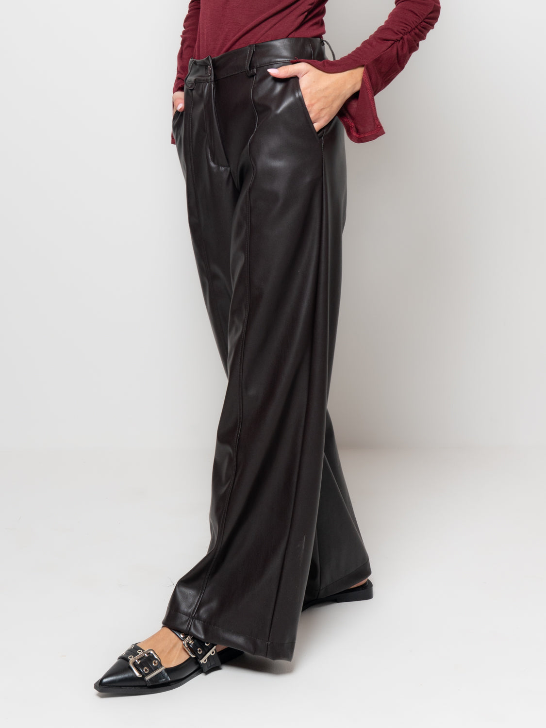 Pantalone palazzo in similpelle