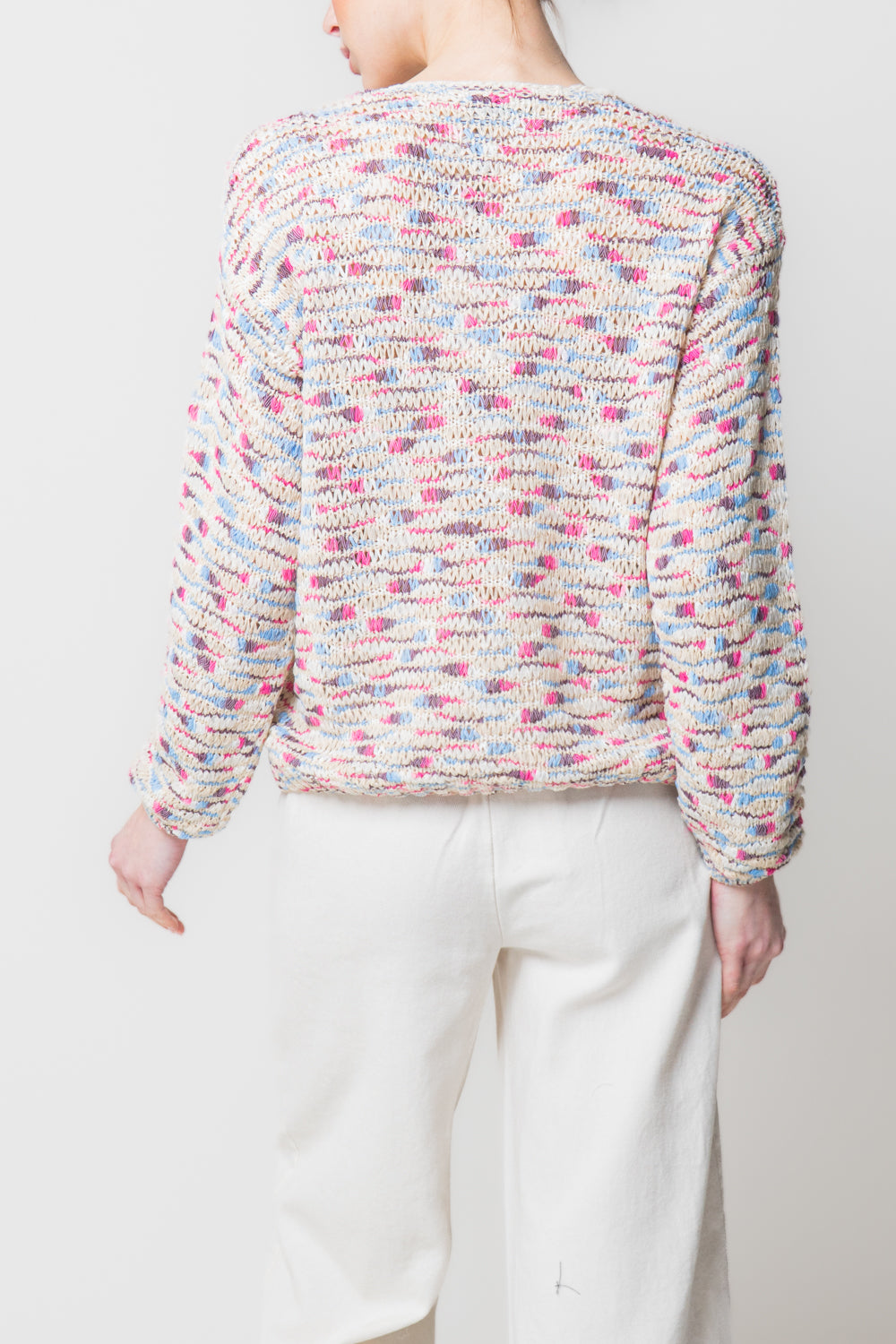 Maglia Girocollo in Filato Fiammato Multicolor